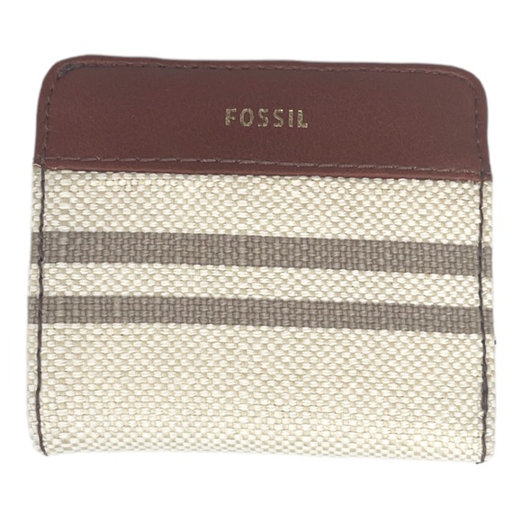 Fossil Neutral Stripes Madison Bifold Cream Brown - Picture 1 of 7